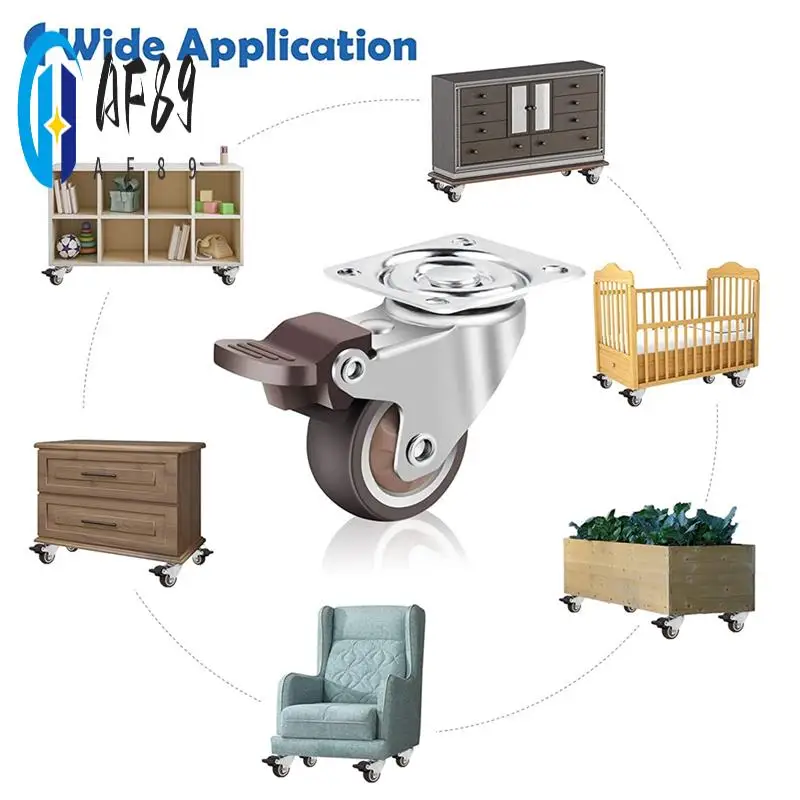 

AF89-Furniture Castors Small,360 Degree Swivel Castors Heavy Duty Load Capacity Silent Solid Rubber Castors Set Of 4