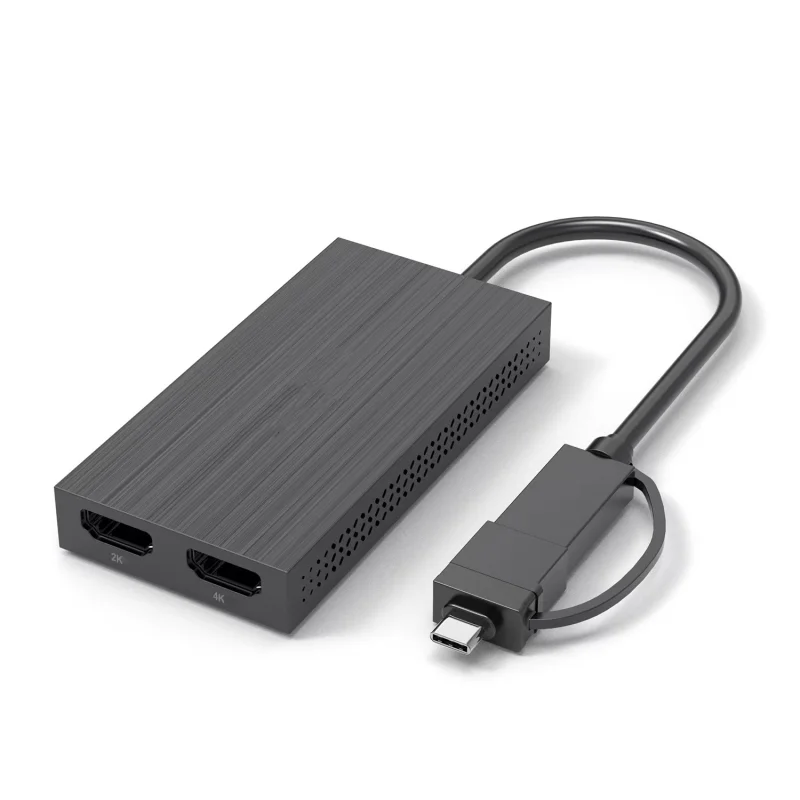 محول رسومات USB 3.1/USB C إلى HDMI مزدوج مزدوج 2K/4K@60 هرتز عرض مخرج من النوع C إلى منافذ HDMI لنظام التشغيل Windows/MAC M1 M2 M3