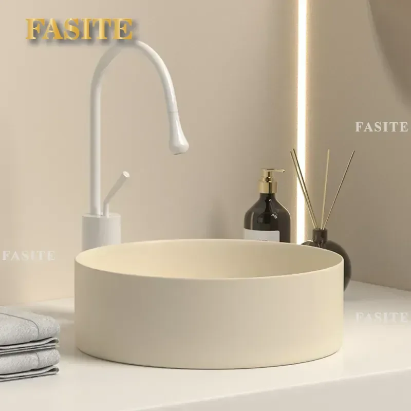 For Customized Integrated Ceramic Art Basin Round Hotel Wash Basin Bathroom Table Basin Multi-specification