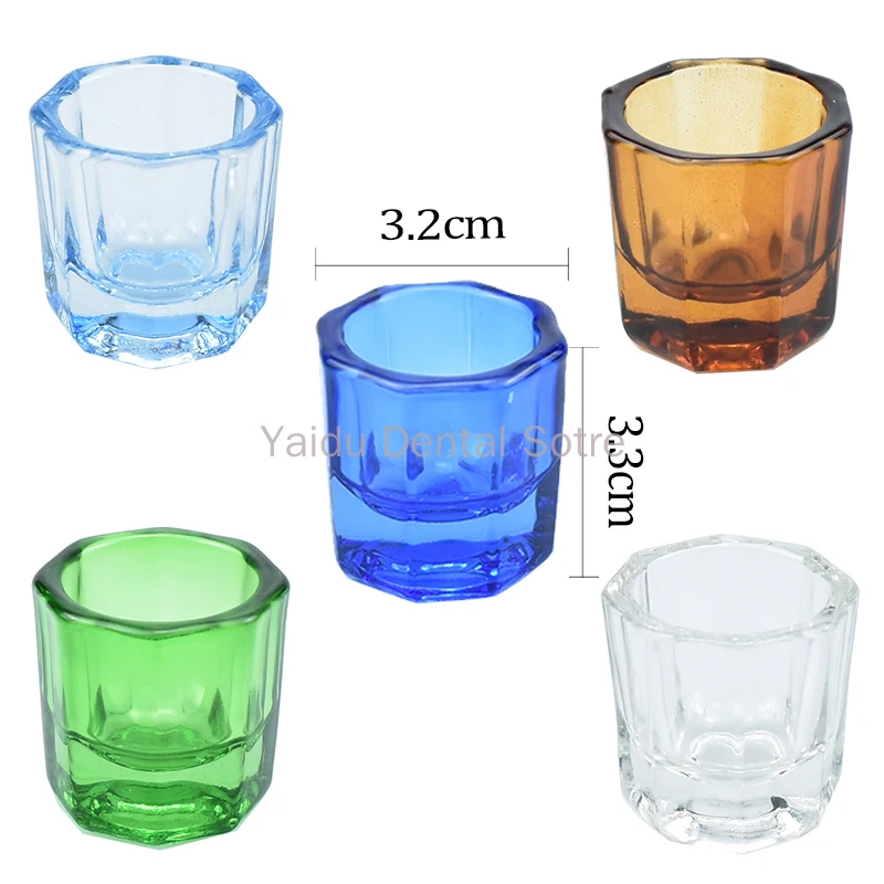 10pcs Dentistry Mixing Bowls Glass Dish Household Octagonal Cups for Dental Lab Powder Holder Container Tool