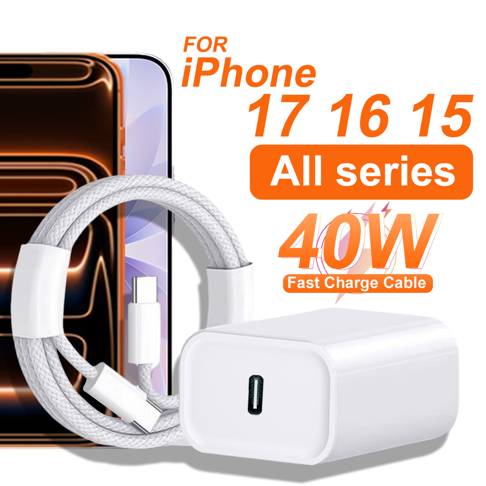  PD 40W Charger USB C Fast Charging Cable For iPhone 17 16 15 Pro Max Air Mini Type C Data line Quick Phone Charger Power Adapter 