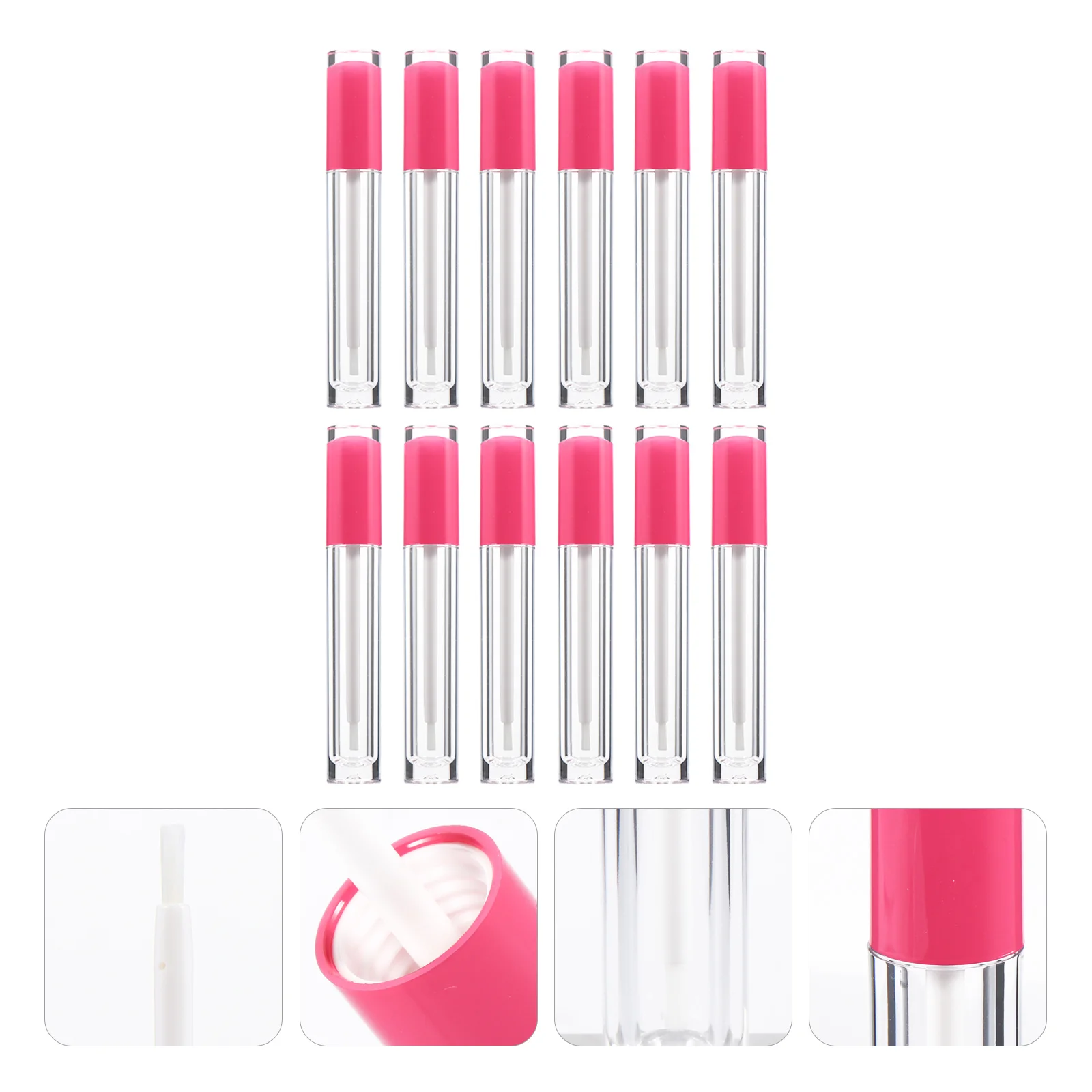 12 stuks lipgloss lege buizen roze hervulbare containers doorzichtige rubberen stoppers voor doe-het-zelf lippenbalsem opslagverpakkingen