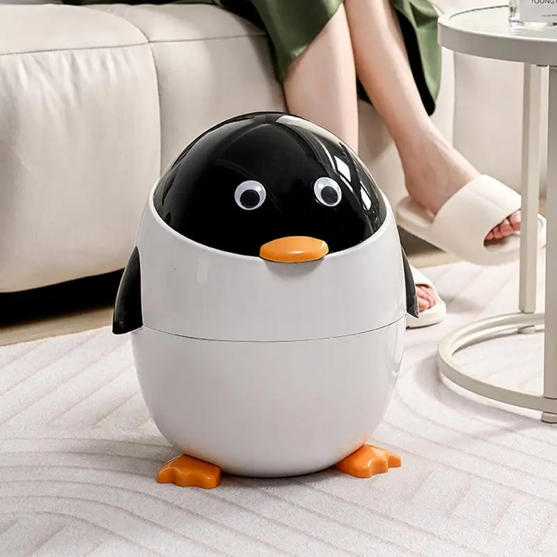 Penguin Trash Can Indoor Cute Trash Bin Penguin Trash Bin Desk Garbage Can Animal Shaped Trash Can Wastebasket For Car Home