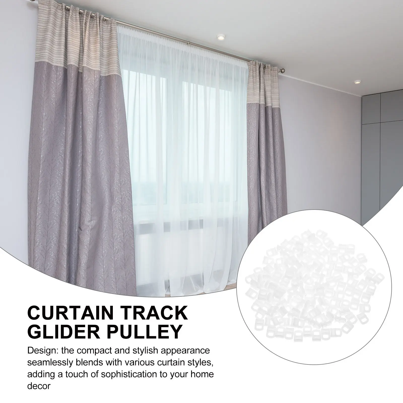 150Pcs Curtain Track Roller Hooks Plastic Sliding Gliders Smooth Silent Operation for Home Car Office Bedroom Curtain Rail Hooks
