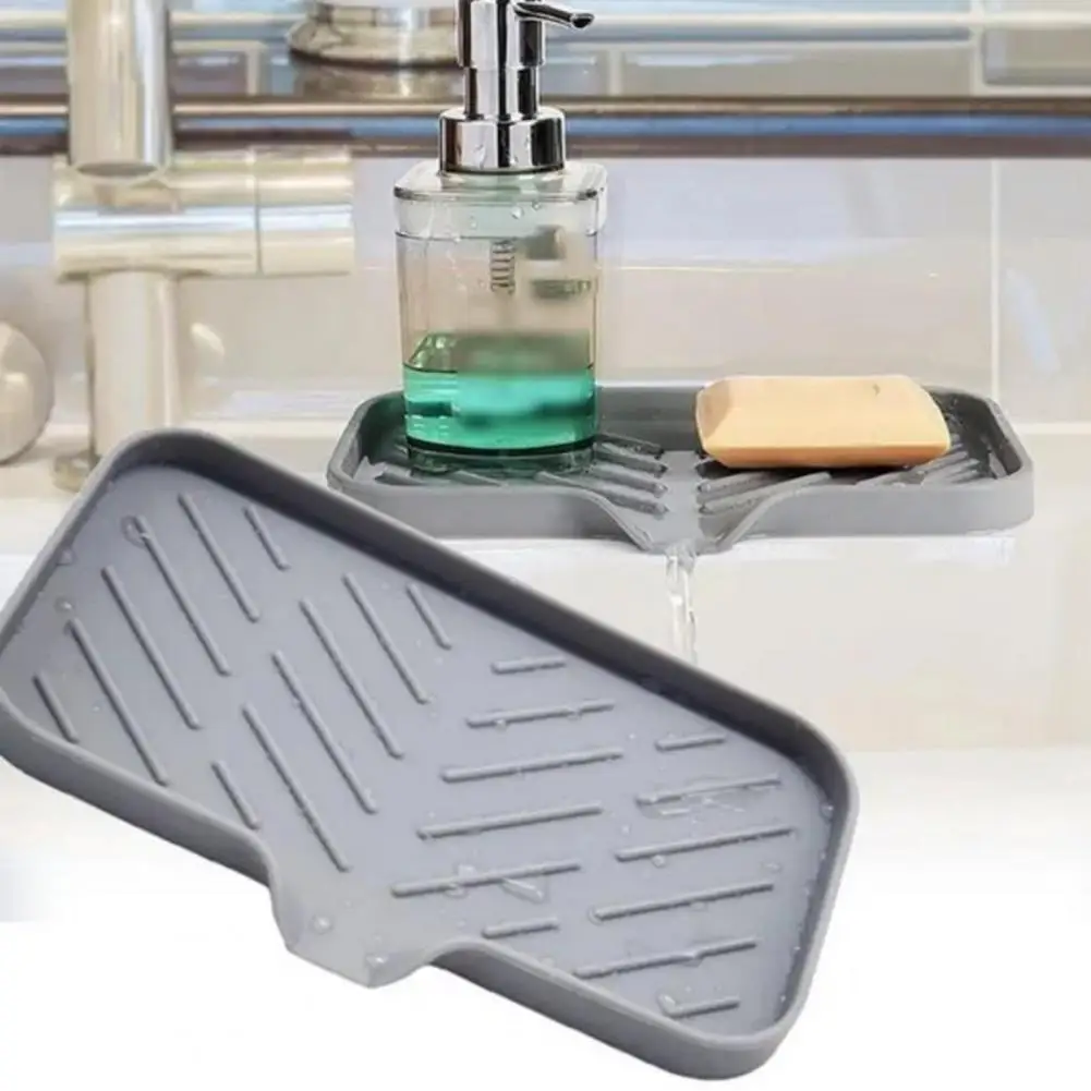 Sink Drying Mat Kitchen Sink Organizer Kitchen Sink Silicone Drying Mat Non-slip Holder Tray Food Grade Sponge Scouring Ball