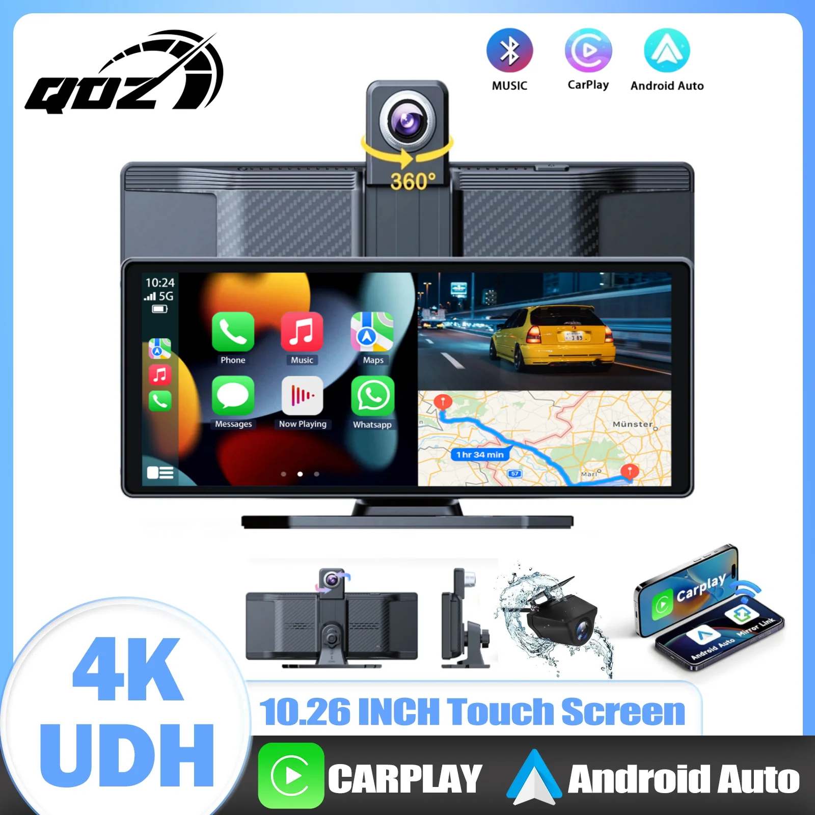 Qoz 4K Dash Cam 10.… - image