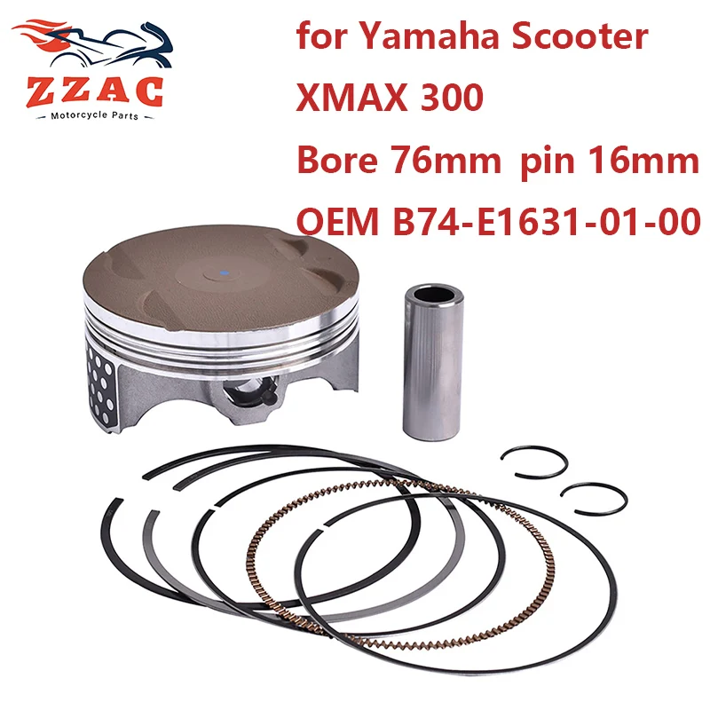 

76mm STD Motorcycle Piston And Piston Ring Kit for Yamaha Scooter XMAX CZD300 18-23 EVOLIS300 TRICITY300 20-23 B74-E1631-01-00