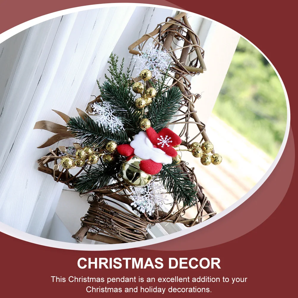

1pc Christmas Wreath Ornament Pendant Xmas Tree Hanging Fine Detail Party Festival Decorative Prop Pine Door Wall Creative