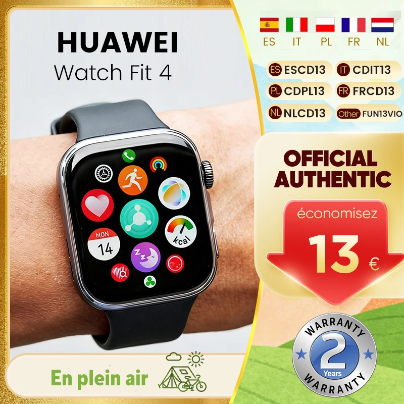 Montre connectée HUAWEI Watch FIT 4 originale, écran AMOLED de 1,82 pouces, appels Bluetooth, surveillance de la santé, montre connectée