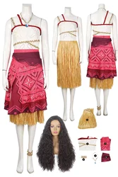 Female Moana Cosplay Vest Skirt for Women Adult Costume Necklace Fantasia Outfits Halloween Carnival Party Disguise Suit