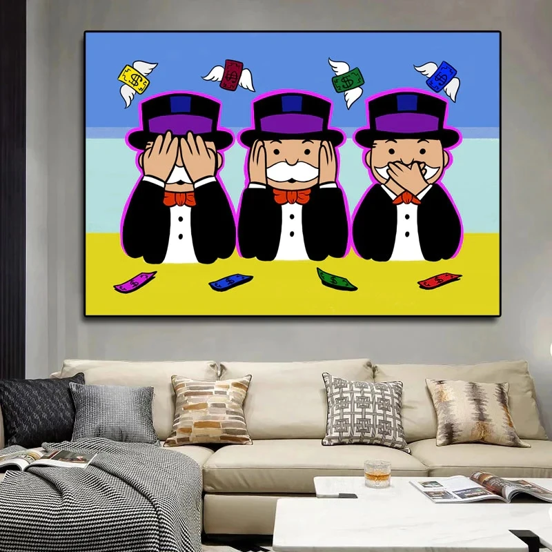 Alec Monopolys Can't See /can't Hear /can't Talk about Evil Canvas Painting Modern Art Decorative Wall Picture Home Decor Poster