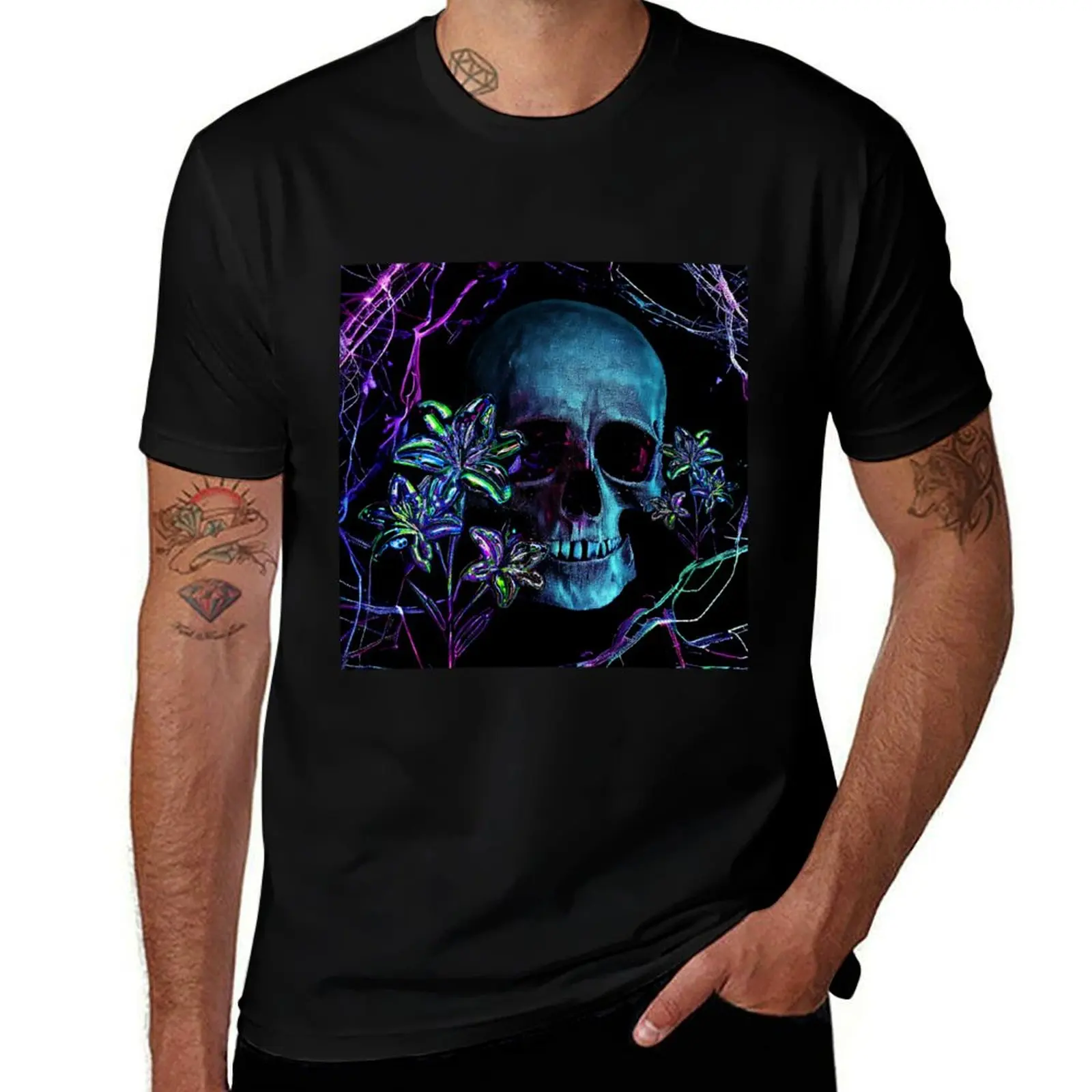 

Lily Skull 3 T-Shirt Luxury man plain shirts graphic tops mens tall t shirts