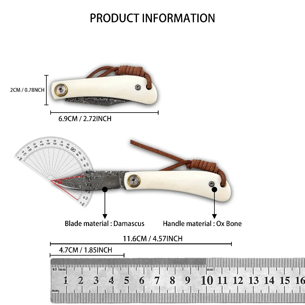 Outdoor Folding Knife Bull Bone Handle Small Pocket Knife Daily Carry Camping Mini Tool Durable EDC Knives - view 6