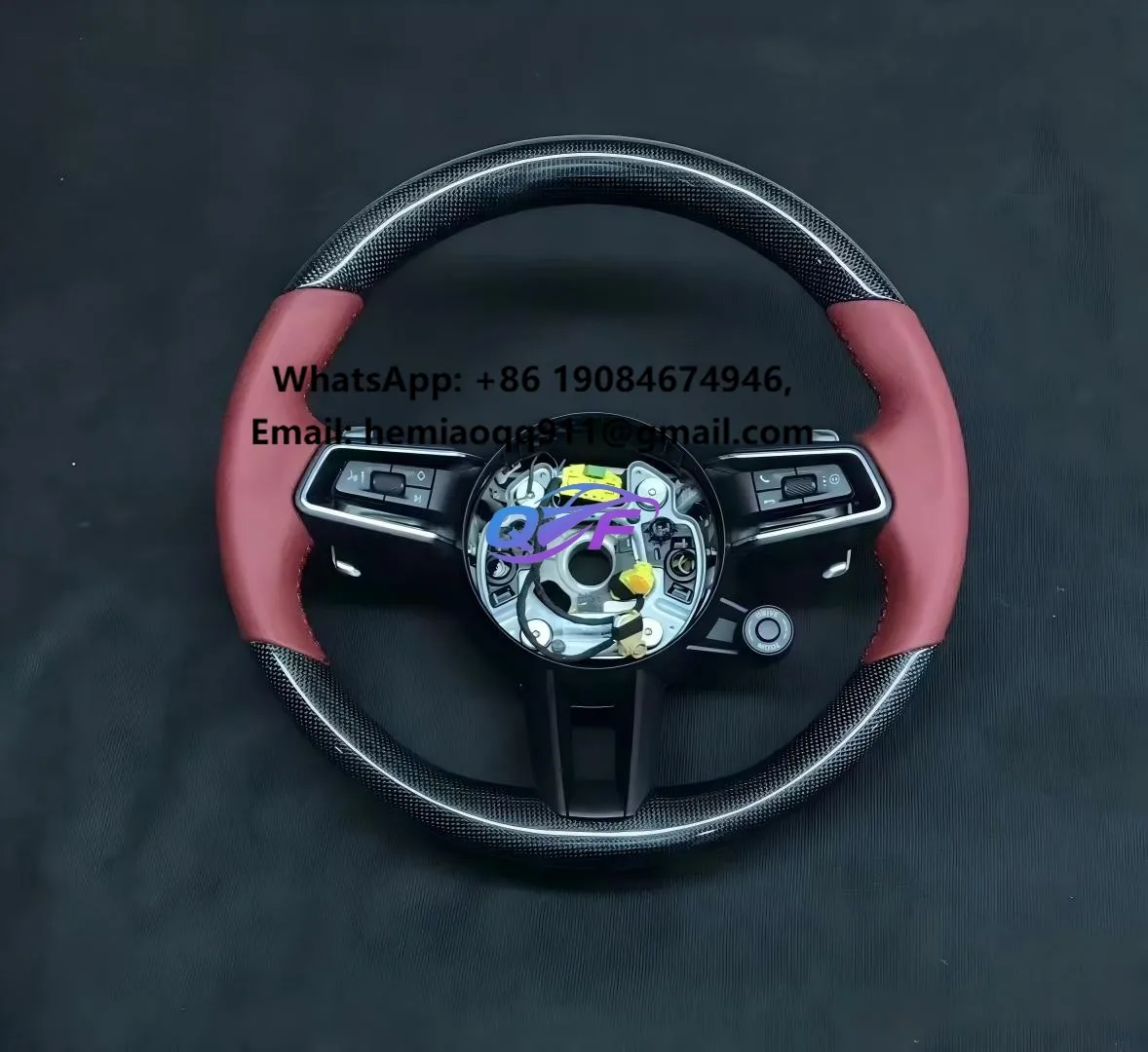 Perforated Leather Piano Black Sport Steering Wheel with Paddle Shifters for Porsche 911 718 Cayenne Panamera Macan Series