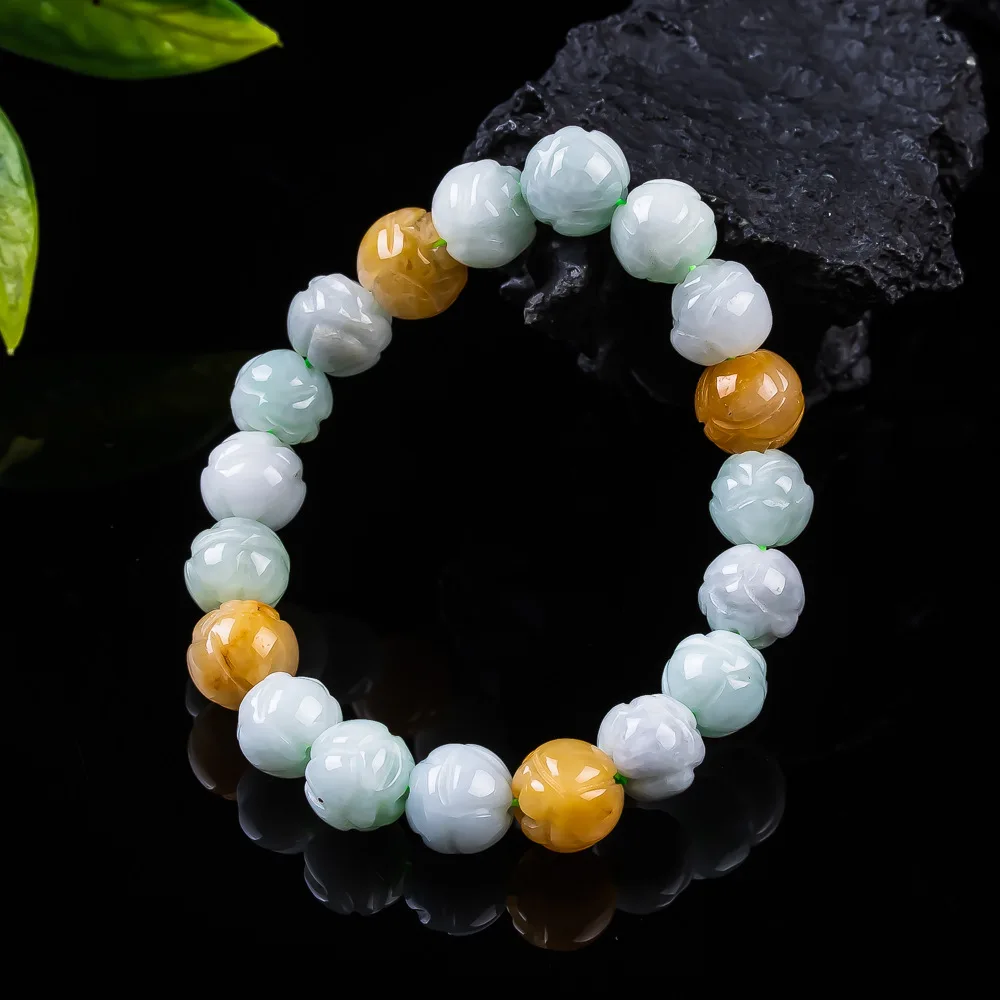 Natürliches Myanmar-Jadeit-Lotus-Armband Designer Echte Jade-Charm-Accessoires Luxus-Schmuck Talisman-Armreif Geschenke für Frauen