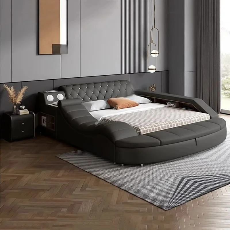 Multifonction Bedroom Bed Modern Electronic Queen Luxury Bed Couch Storage Space Somieres Y Marcos De Cama Bedroom