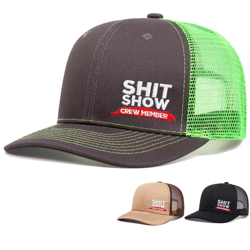 Hot Sale SHIT SHOW Embroidery Unisex Cap Slight Curved Brim Style Trucker Hat Casual Outdoor Breathable Summer mesh hat