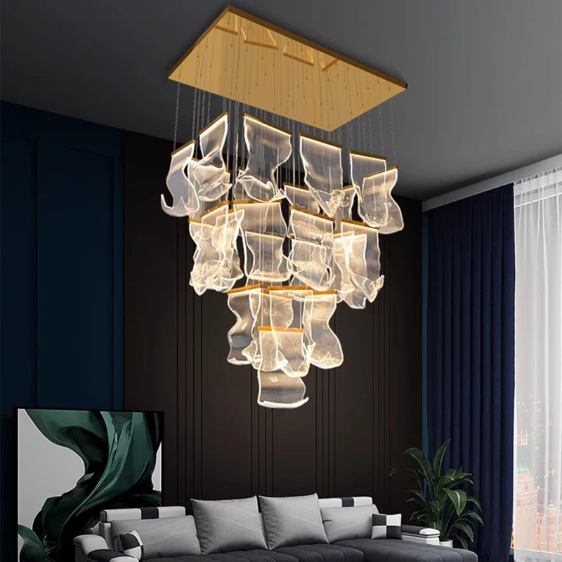 Imagem -03 - Modern Crystal Chandelier For Home Decoration Stair Pendant Lamp Living Room Pendant Lights Iluminação Interior