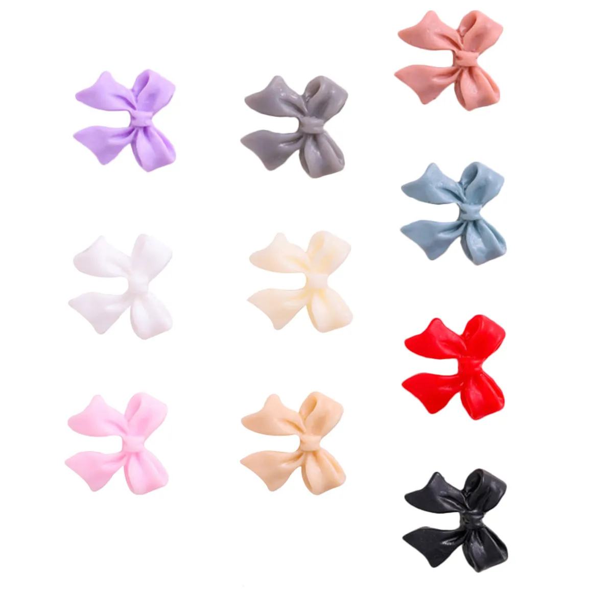 

100Pcs Ribbon Bow Tie Flat Back Cabochons for Nail Art Decoration Phone Case DIY Crafts Camellia Charms Nail Jewelry Flat Back