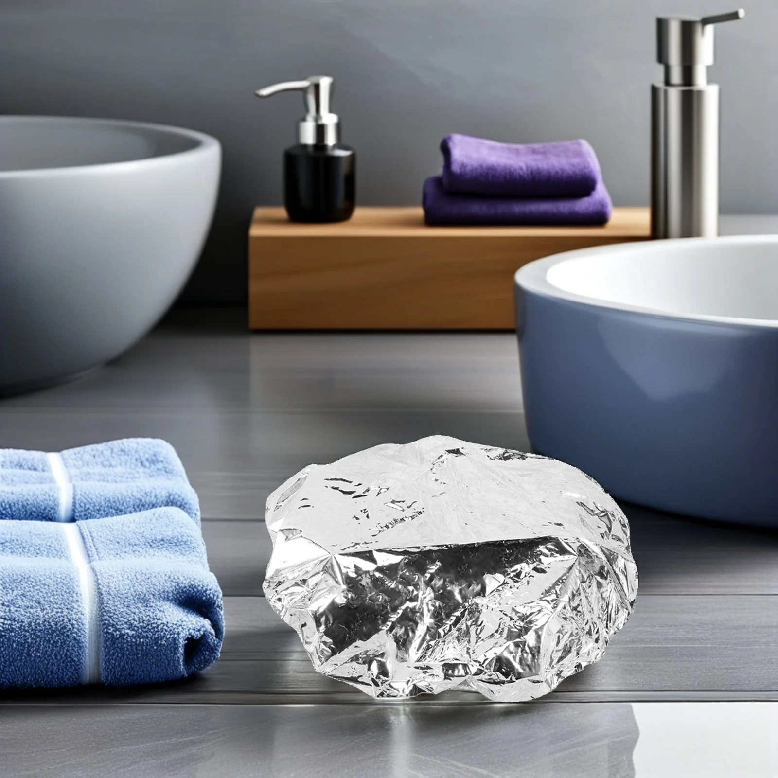 

10pcs Aluminum Foil Hair Caps Heat Insulation Hair Styling Cap For Hairdressing Spa Salon Elastic Dustproof Silver
