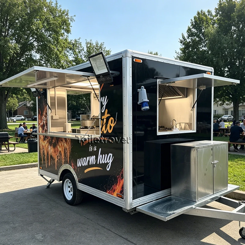 

Outdoor Commercial Food Truck Ice Cream Crepe Smoothie Dessert Pancake Food Trailer with Full Kitchen Equipment
