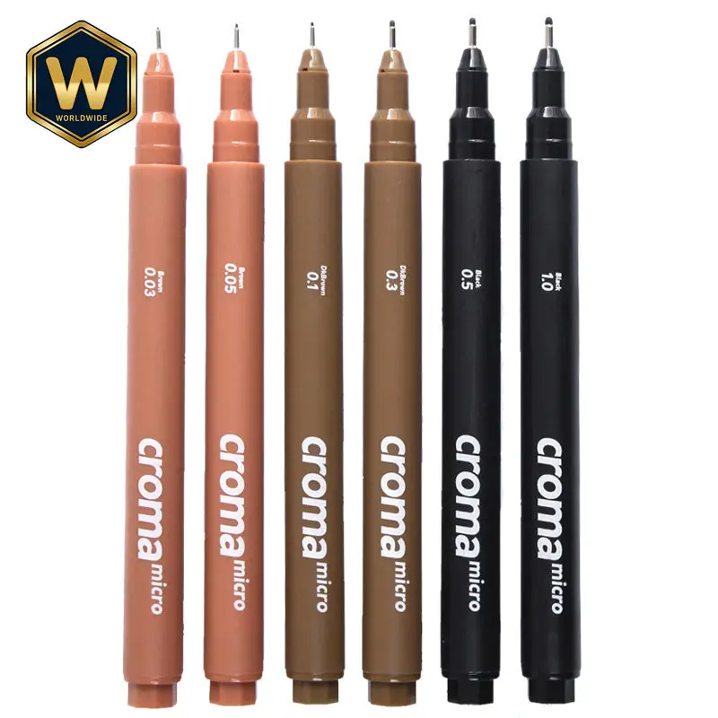 For Croma Marker Needle Pen Set, Fine Liner Pens for Drawing, Art Sketching, Comic Coloring, Brown & Multi-Color Art Markers