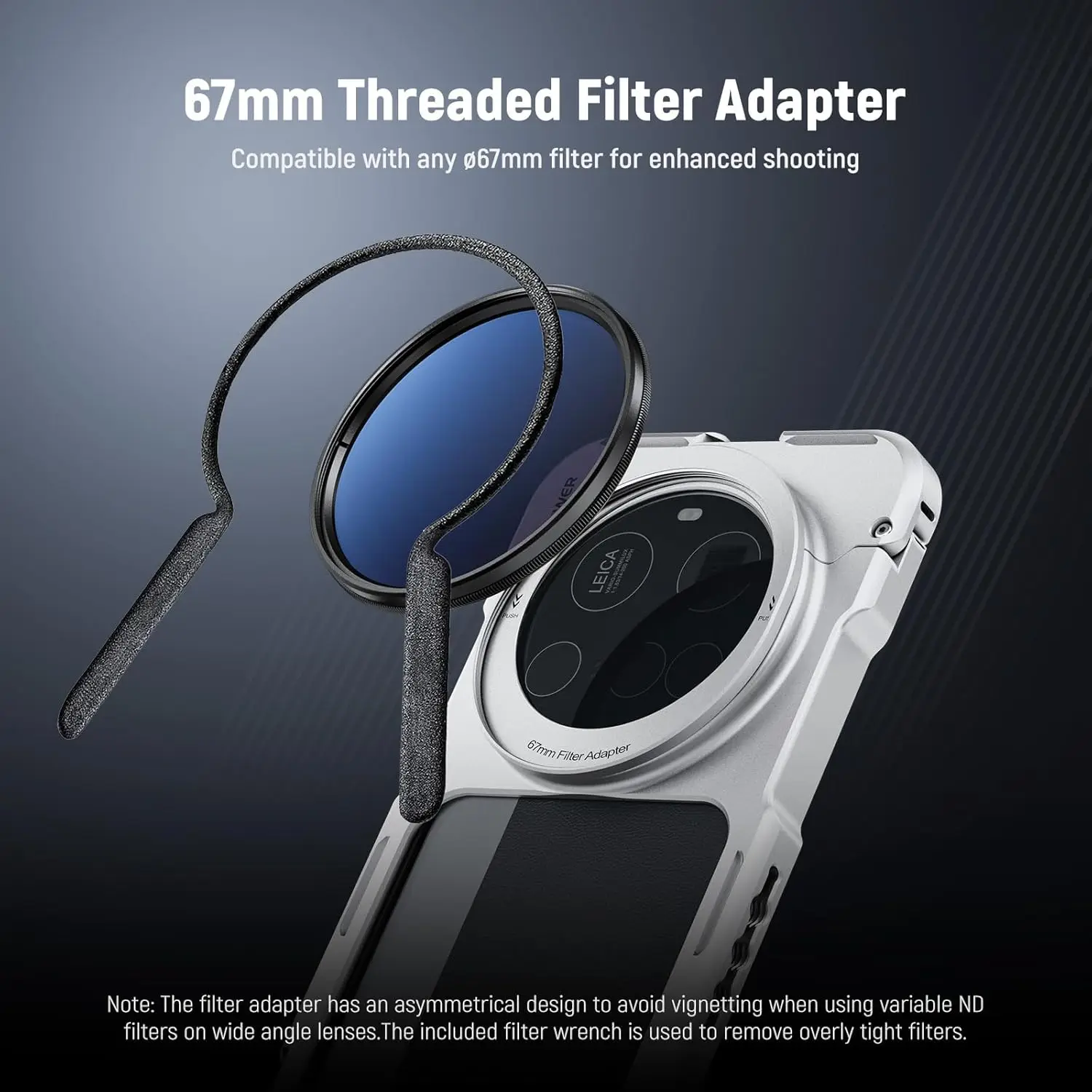 NEEWER Telefonkäfig-Hülle, Schnellverschluss, Video-Rig-Hülle, Telefonstabilisator-Halter für Xiaomi 15 Ultra mit 67 mm Filteradapter – Detail 6
