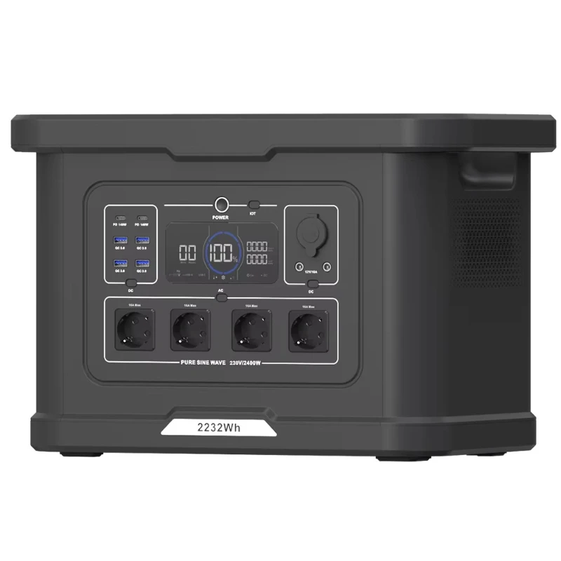 2400W Power Station LiFePO4 Solar Generator 230V European Union Plug Portable Emergency Power Station