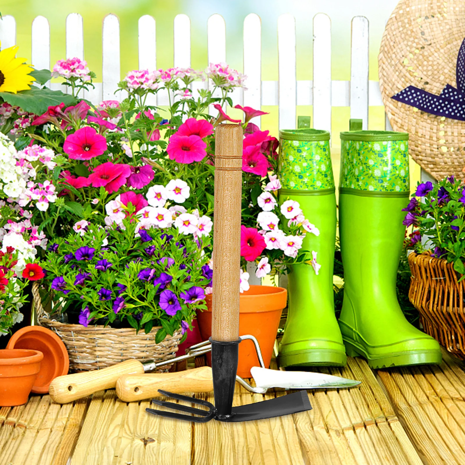 

Hand Garden Hoe 7.5cm Carbon Steel Dual Head Weed Removal and Soil Loosening Tool for Vegetable Garden Cultivation Outdoor