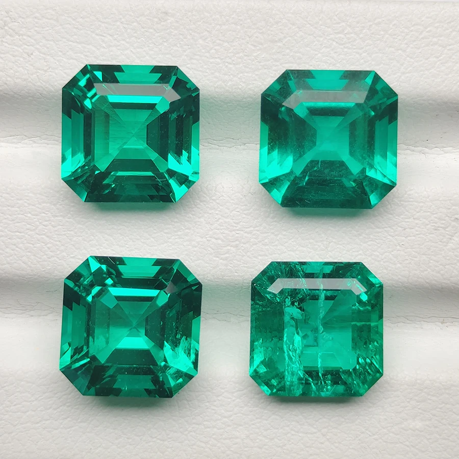 Top Hydrothermal Lab Grown Columbia Emerald Gemstone Asscher Cut Synthetic Emerald Stone With AGL Certificate