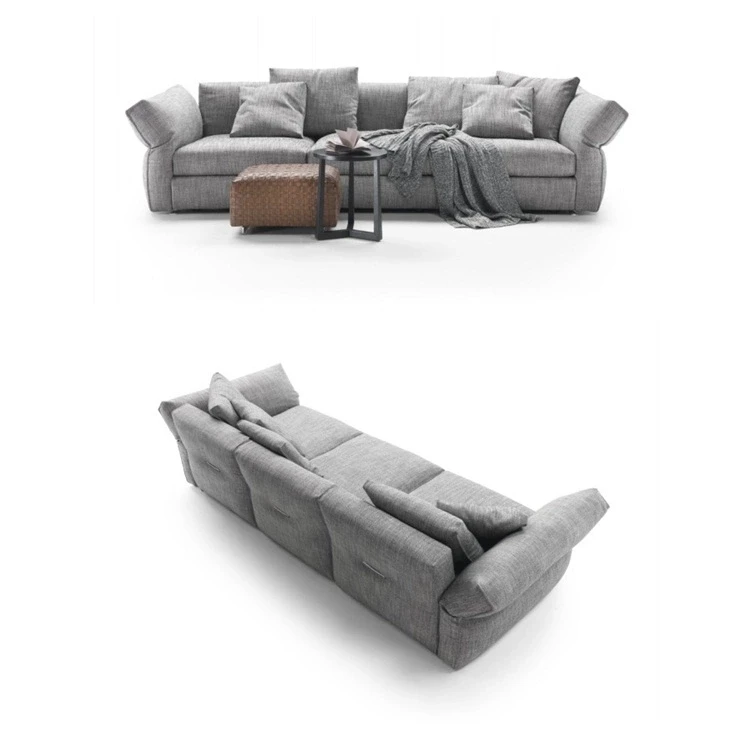 ey-Italian Puffy Design L Shape Sectional Corner Fabric Sofa#