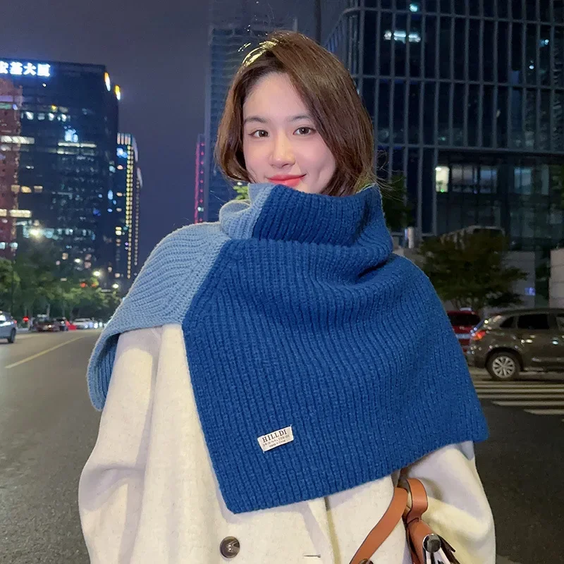 Solid Knitted Women Winter Ring Scarf Design Fashion Soft Keep Warm Neckerchief Korean Style Woolen Yarn Collar Scarves Muffler