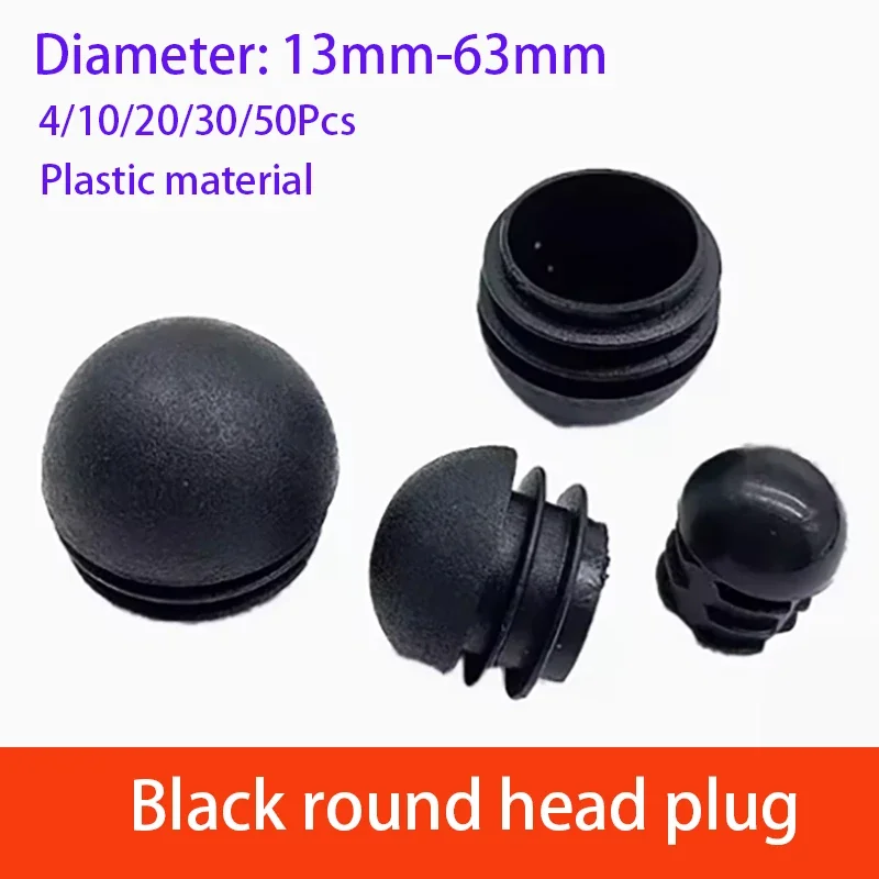 Half Round Nut Tube Plug Black Furniture Table Legs Chair Legs Cushion Protection End Cover Protective Sleeve Cover Tube Hole