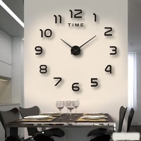 DIY Large Wall Clock 3D Digital Luminous Mute Frameless Large Clock Acrylic Mirror Sticker Living Room Bedroom Home Decoration