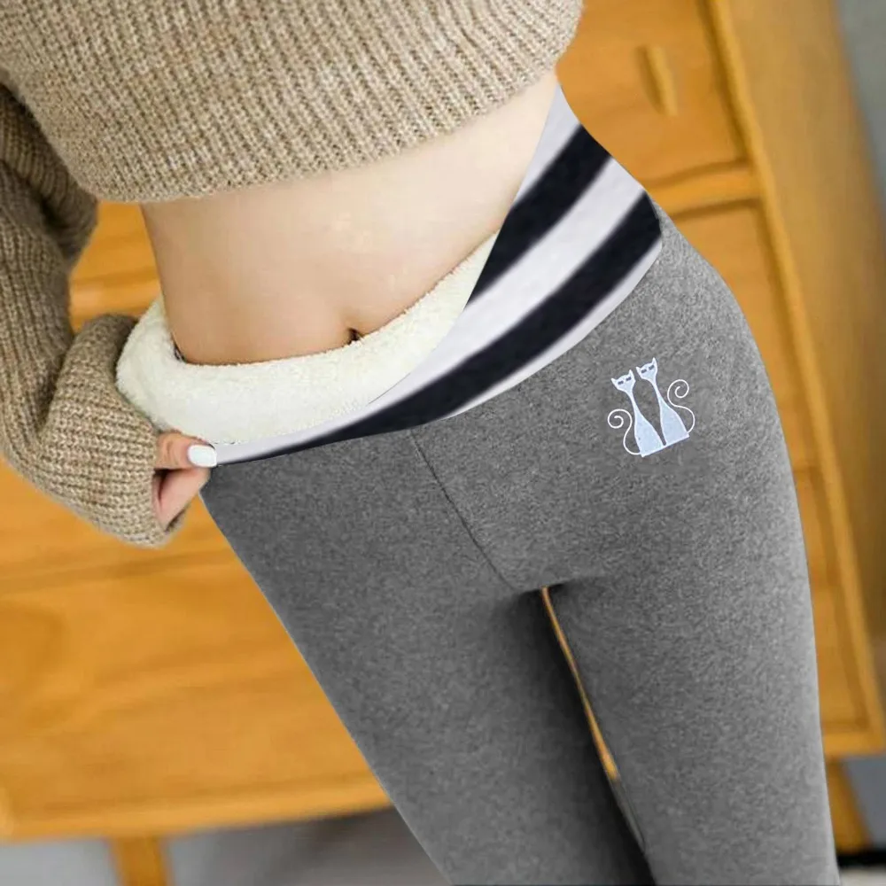 

Cusual Stripe Women Leggings Autumn Winter Thickened Underpants Slim Fit Warm Long Pants