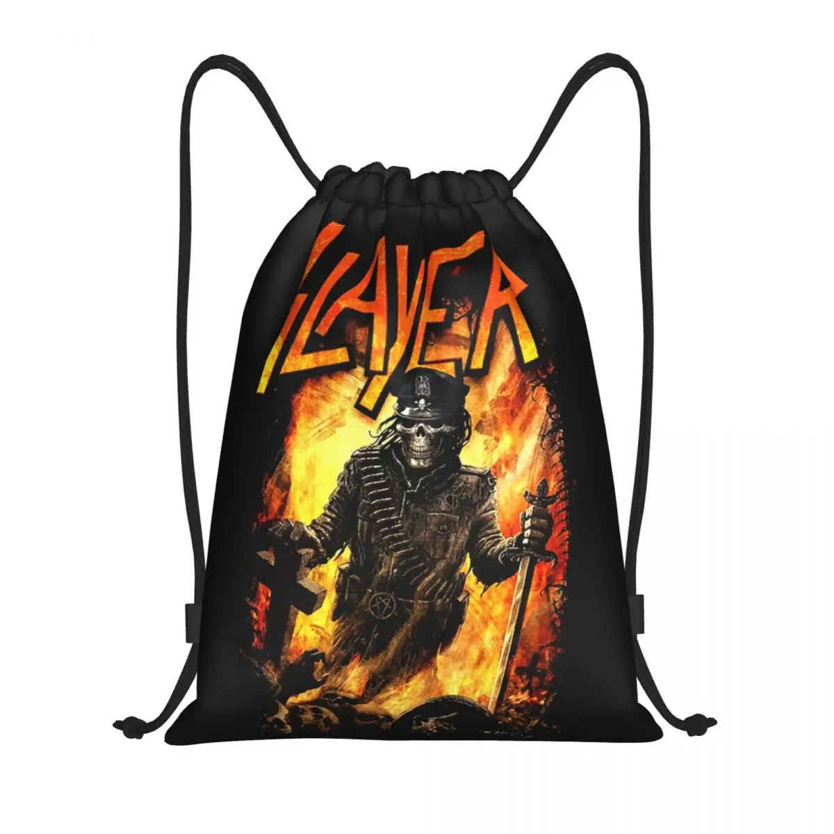 

Custom Thrash Metal Band Slayers Drawstring Bags for Training Yoga Backpacks Women Men Sports Gym Sackpack