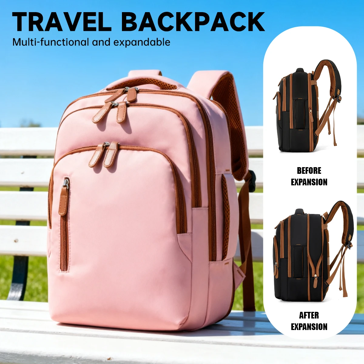 Travel Outdoor Backpack for Women, New Model, Expandable, Lightweight, Large Capacity, Versatile, Casual, Simple, College Student Backpack