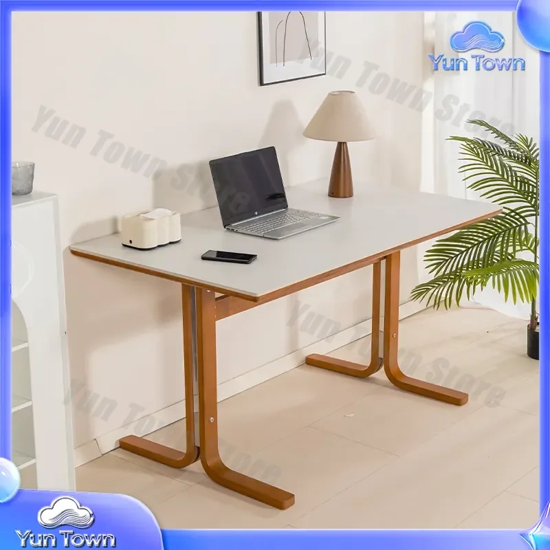 Nordic Retro Solid Wood Rock Slab Dining Table for Small Apartment Living Room Modern Rectangular Designer Table with Chairs
