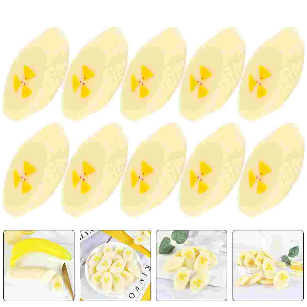 10 Pcs Simulated Banana Fruit Artificial Fruits Simulation Slice Model Backpack Fake Slices Pvc Ornaments Student