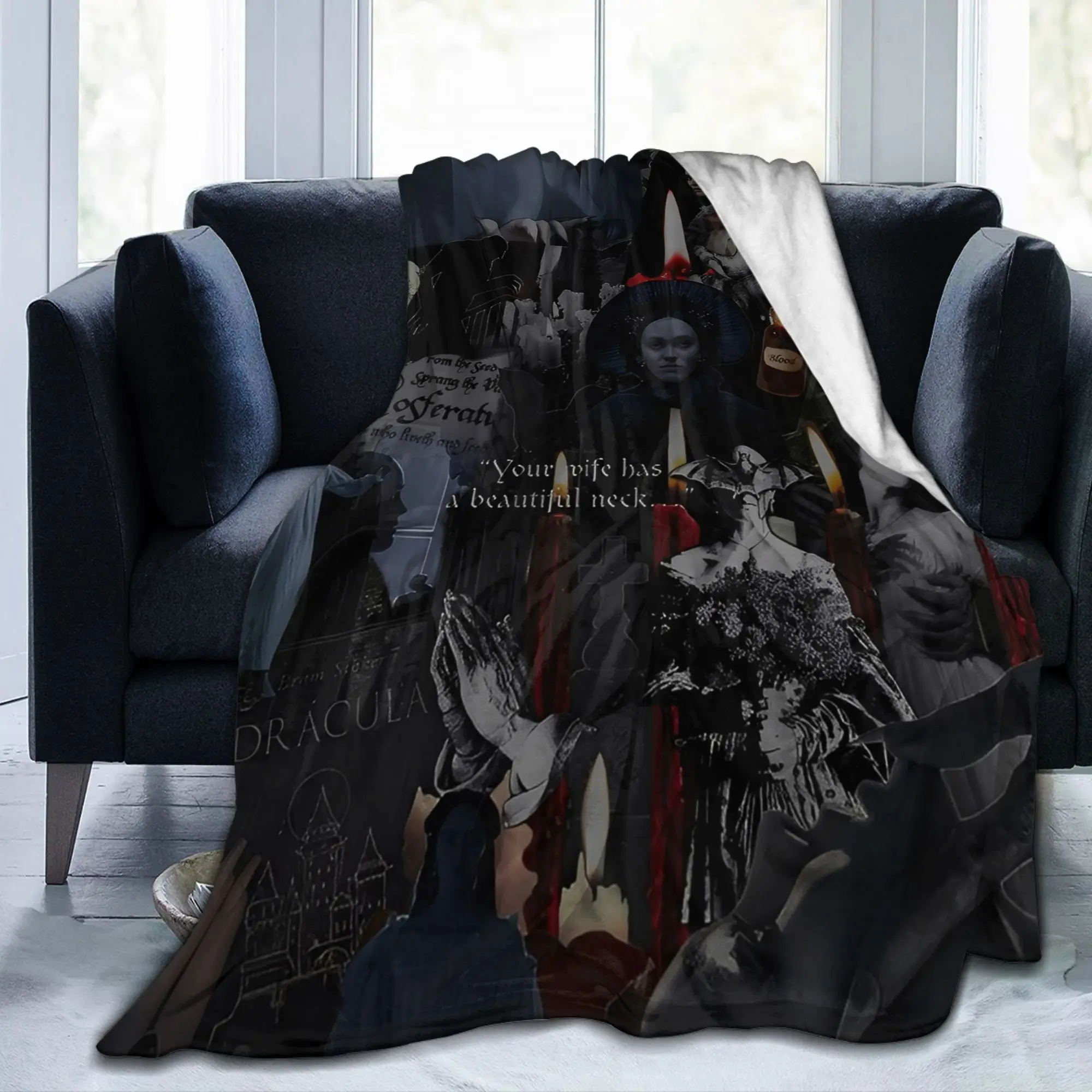 Nosferatu Vampire Dracula Blanket Velvet  Winter Horror Movie Halloween Portable Lightweight Throw Blanket for Quilt