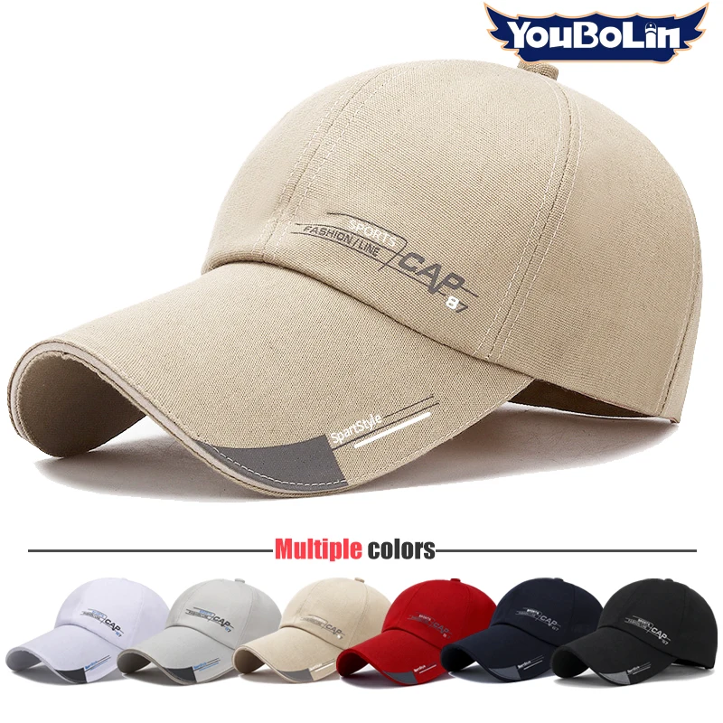 Spring and summer simple running style extended brim baseball cap men's sun hat canvas wide brim hat