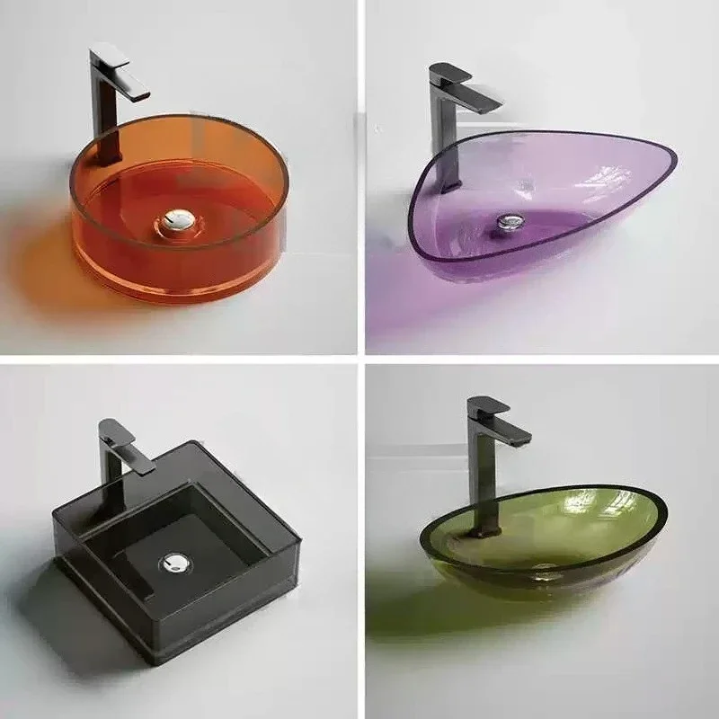 Transparent resin countertop basin Household small apartment bathroom washbasin Hotel washbasin
