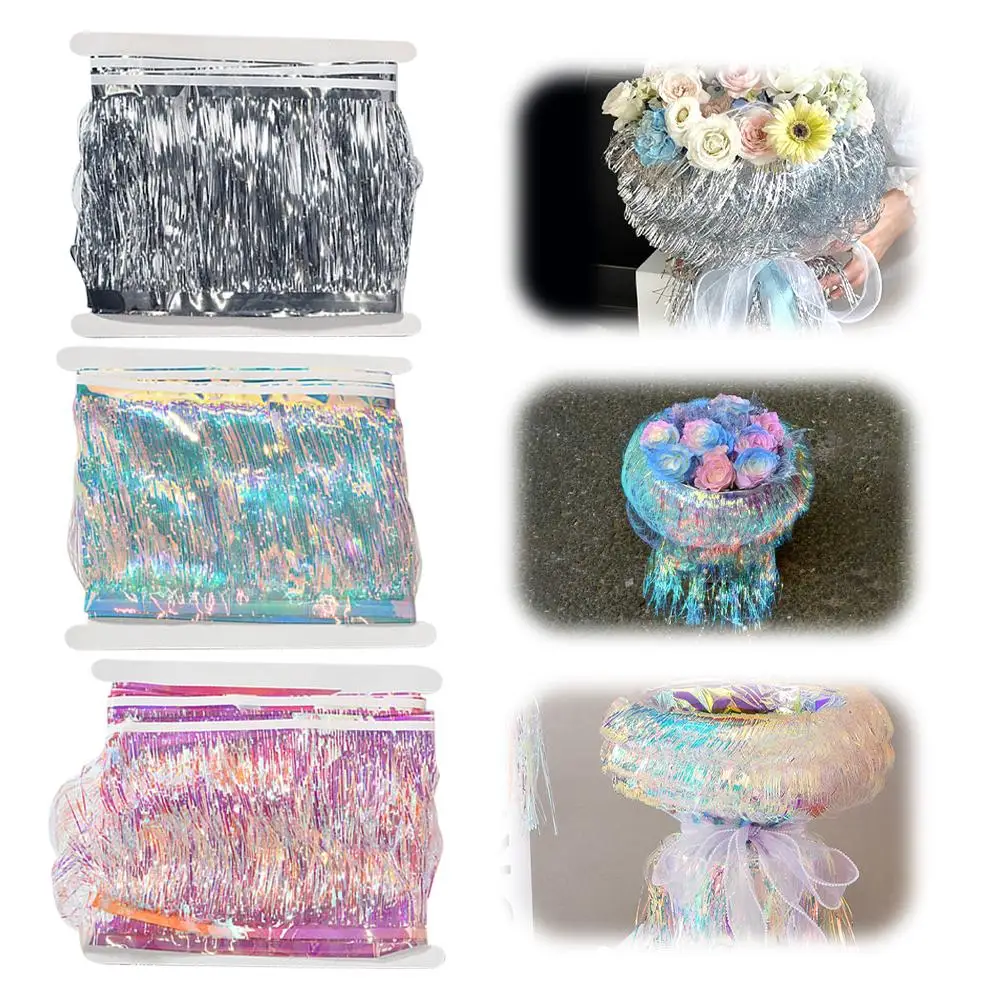 Laser Flower Wrapping Paper Mermaid Ji Light-sensitive Tassel Fantasy Paper Wrapping Flower Qixi Art Material Jellyfish B6H6