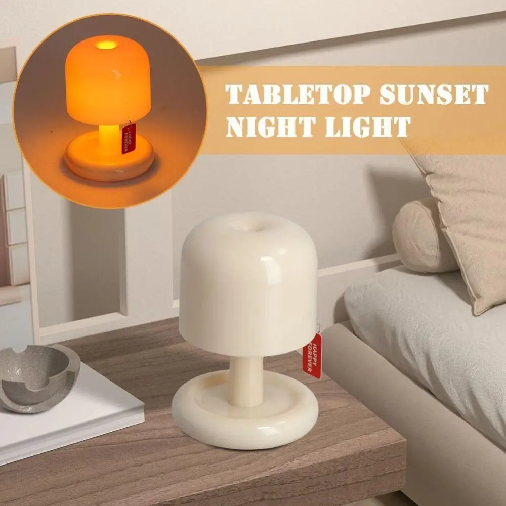 

Gradual Sunset Mushroom Table Lamp USB Rechargeable LED Sunset Night Light Creative Tabletop Minimalist Desk Lights Coffee Bar