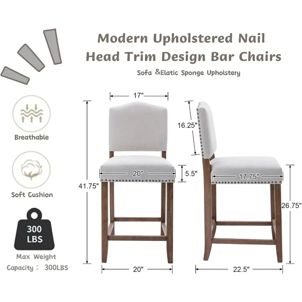 BestsellerBestsellerBestsellerBestsellerFarmhouse Style Mid-Century Counter Height Bar Stools Set of 2 with Backs for Kitchen
