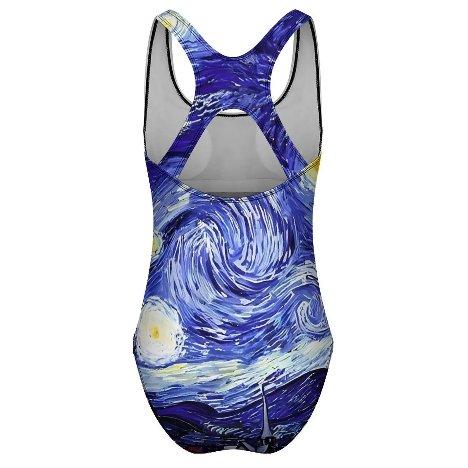 Starry Night Van Gogh Mountain Swimsuit Sexy  Women Swimwear One-Piece Korean Fashion Bodysuit Fitness Push Up High Cut Monokini image 4