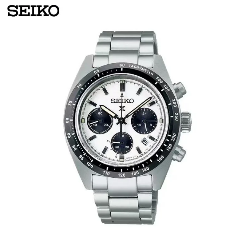 SEIKO-relógio mecânico automático para homens, cronógrafo original, calendário completo, Panda Di Three Eyed, Watch Plate, SSC813P1