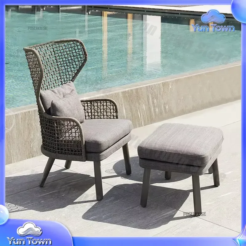 Nordic Rattan Lazy Outdoor Chair for Home Balcony Beach Camping Leisure Backrest Sofa Single Seater Garden Patio Furniture