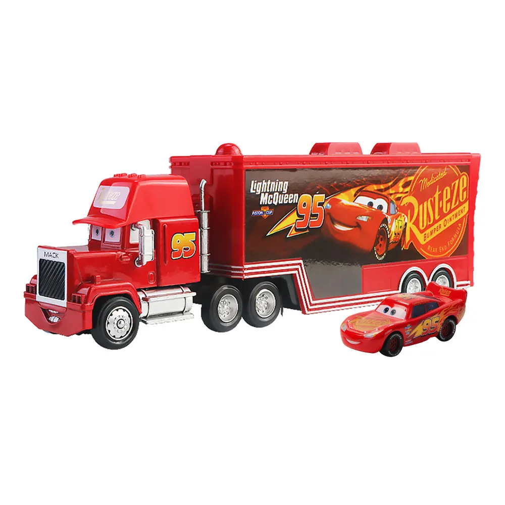 Disney Pixar Cars 2 Lightning McQueen Mack Uncle Vehicle Truck 1:55 Diecast  Model Car Toys For Children Boys