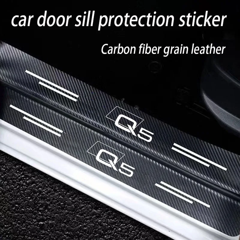 Car Carbon Fiber Threshold Protective Film Anti Scratch Waterproof Car Stickers For Audi Q5 Car Accessorie Rear Bumper Guard